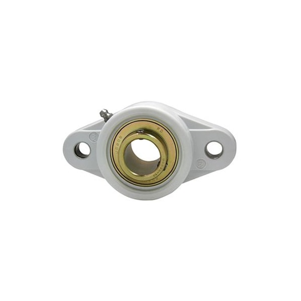 Ami Bearings AMI BEARINGS -SINGLE ROW BALL BEARING - 15MM ZINC WIDE SET SCREW WHITE 2-BOLT FLANGE UCNFL202MZ2W - main